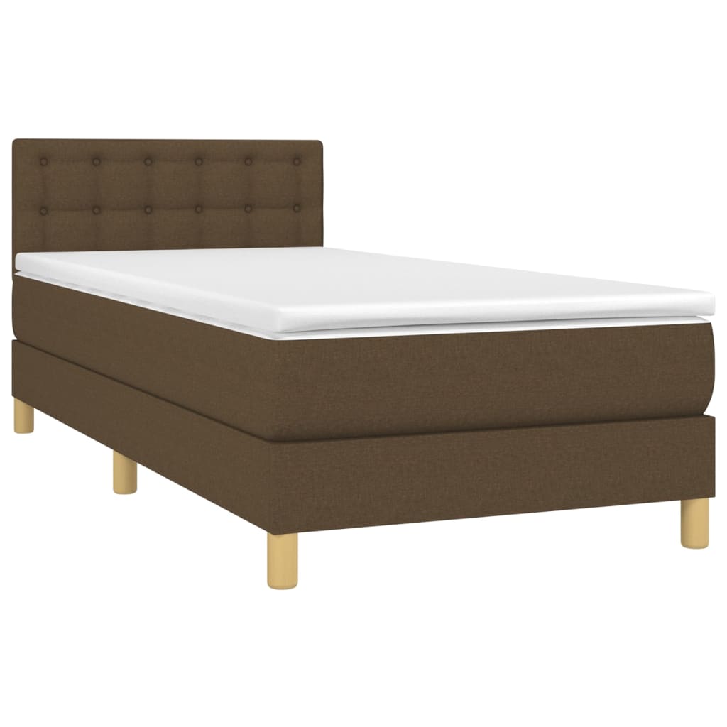 Sommier à lattes de lit matelas et LED Marron foncé 100x200cm