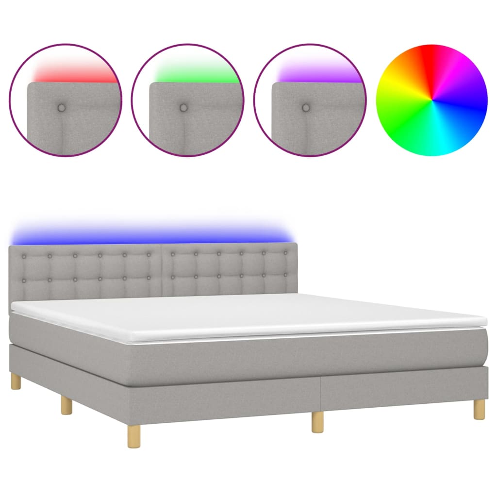 Sommier à lattes de lit matelas LED Gris clair 160x200 cm Tissu