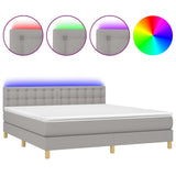 Sommier à lattes de lit matelas LED Gris clair 160x200 cm Tissu