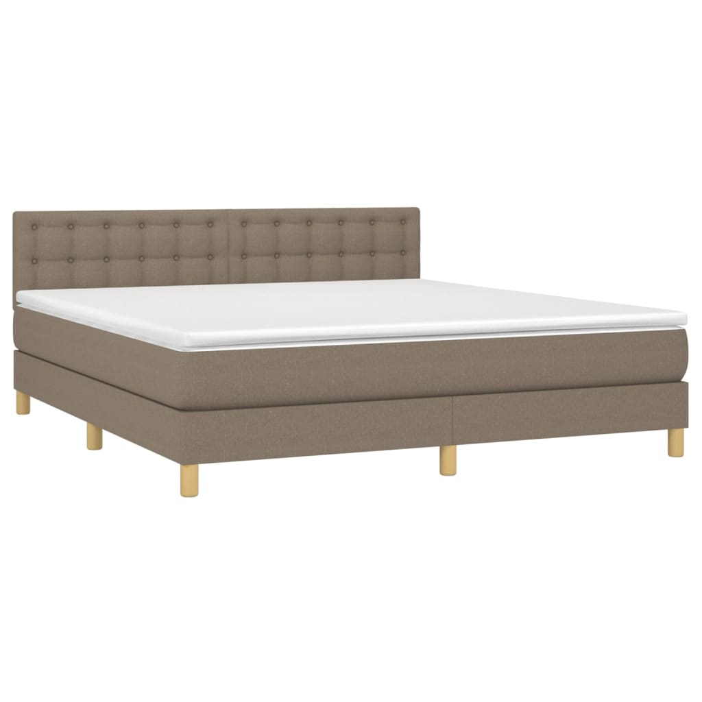 Sommier à lattes de lit avec matelas LED Taupe 160x200 cm Tissu