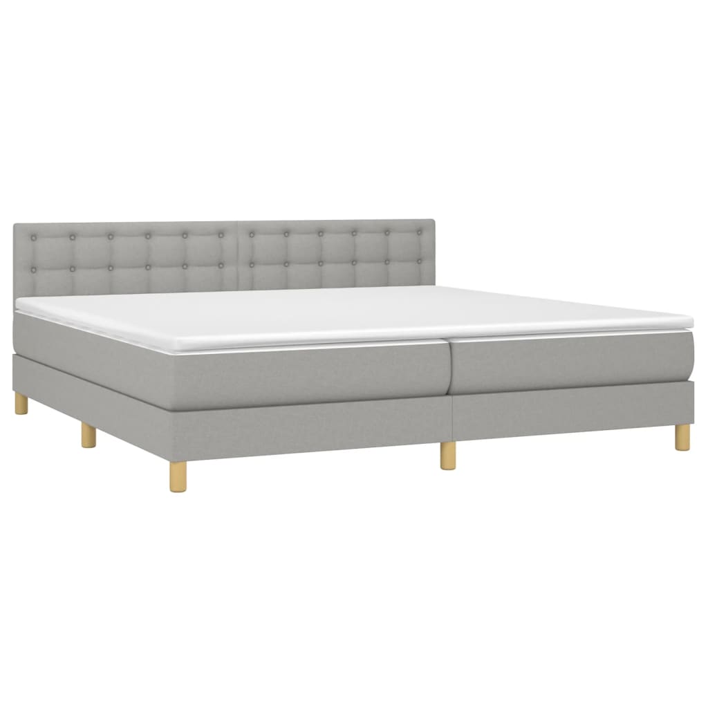 Sommier à lattes de lit matelas LED Gris clair 200x200 cm Tissu