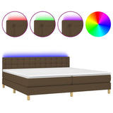 Sommier à lattes de lit matelas et LED Marron foncé 200x200 cm