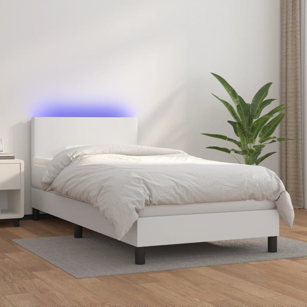 Sommier à lattes de lit avec matelas et LED Blanc 80x200cm