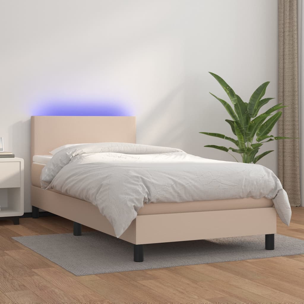 Sommier à lattes de lit matelas et LED Cappuccino 80x200cm