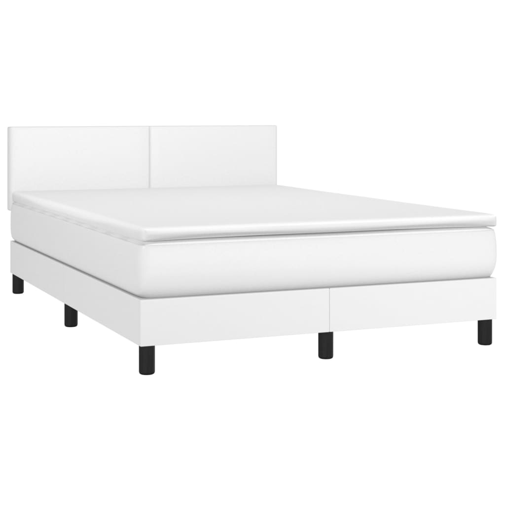 Sommier à lattes de lit avec matelas et LED Blanc 140x190 cm