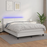 Sommier à lattes de lit avec matelas et LED Blanc 140x190 cm