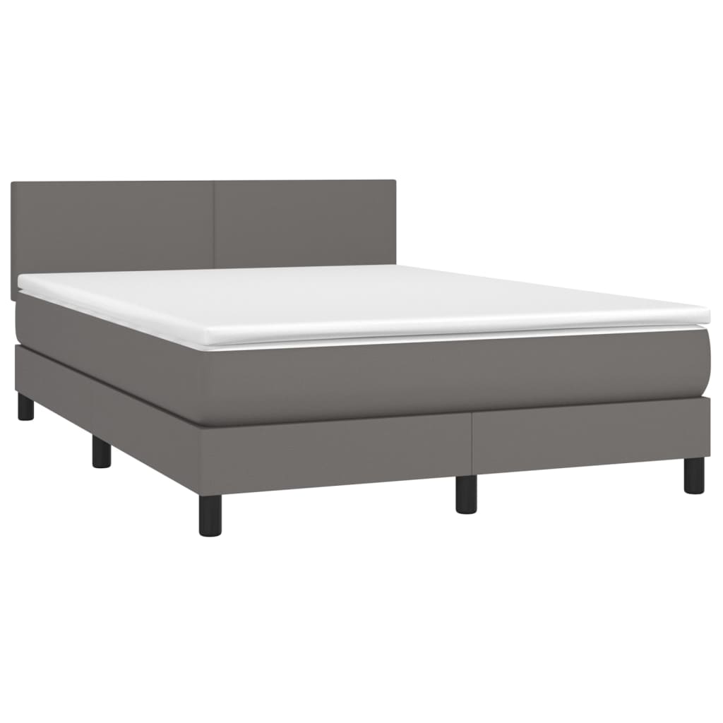 Sommier à lattes de lit avec matelas et LED Gris 140x190 cm