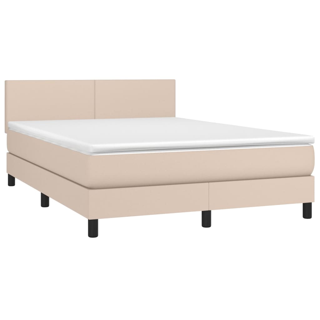 Sommier à lattes de lit avec matelas LED Cappuccino 140x190 cm