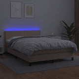 Sommier à lattes de lit avec matelas LED Cappuccino 140x190 cm