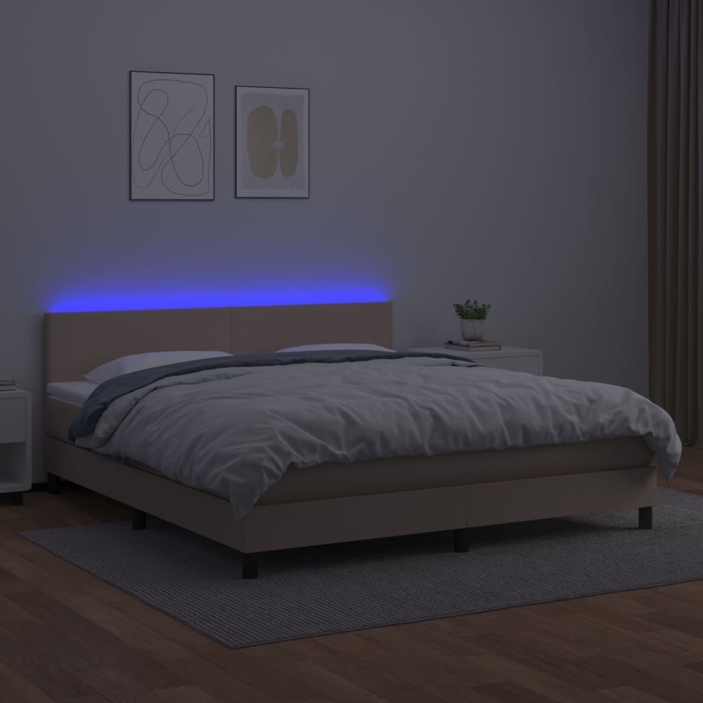 Sommier à lattes de lit avec matelas LED Cappuccino 160x200 cm