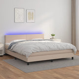 Sommier à lattes de lit avec matelas LED Cappuccino 160x200 cm