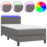 Sommier à lattes de lit et matelas LED Gris 80x200cm Similicuir