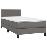 Sommier à lattes de lit et matelas LED Gris 80x200cm Similicuir