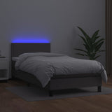 Sommier à lattes de lit et matelas LED Gris 80x200cm Similicuir