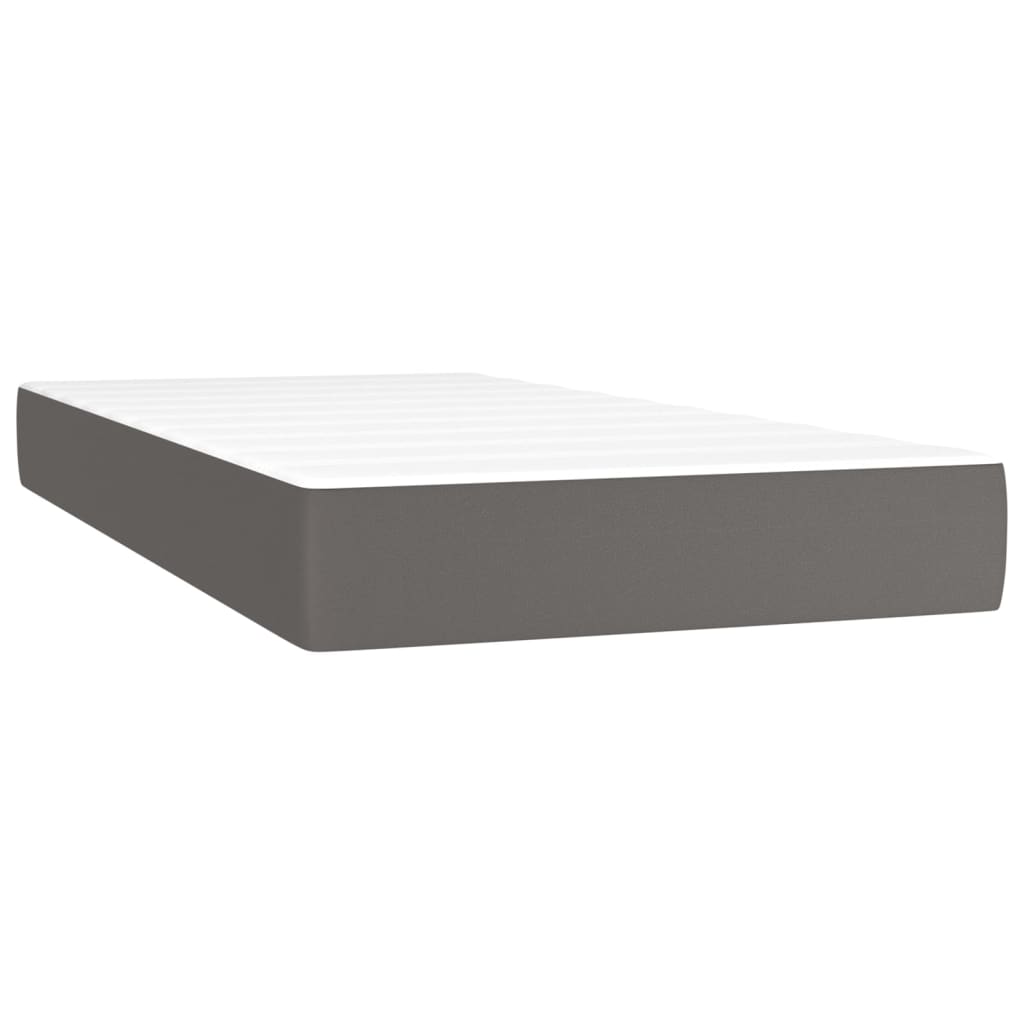 Sommier à lattes de lit et matelas LED Gris 80x200cm Similicuir