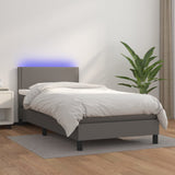 Sommier à lattes de lit et matelas LED Gris 80x200cm Similicuir