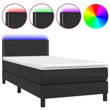 Sommier à lattes de lit et matelas LED Noir 90x190cm Similicuir