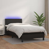 Sommier à lattes de lit et matelas LED Noir 90x190cm Similicuir