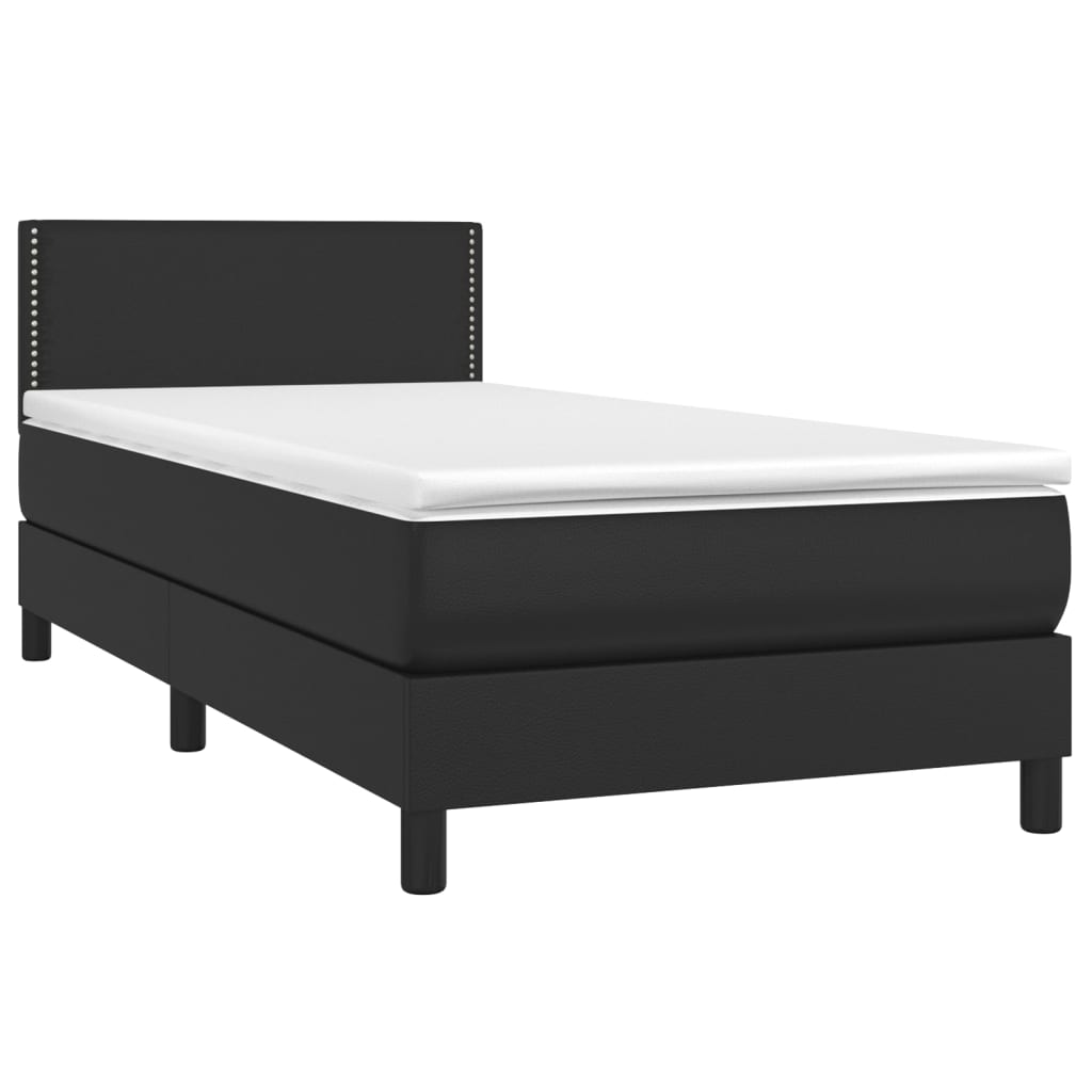 Sommier à lattes de lit et matelas LED Noir 90x200cm Similicuir