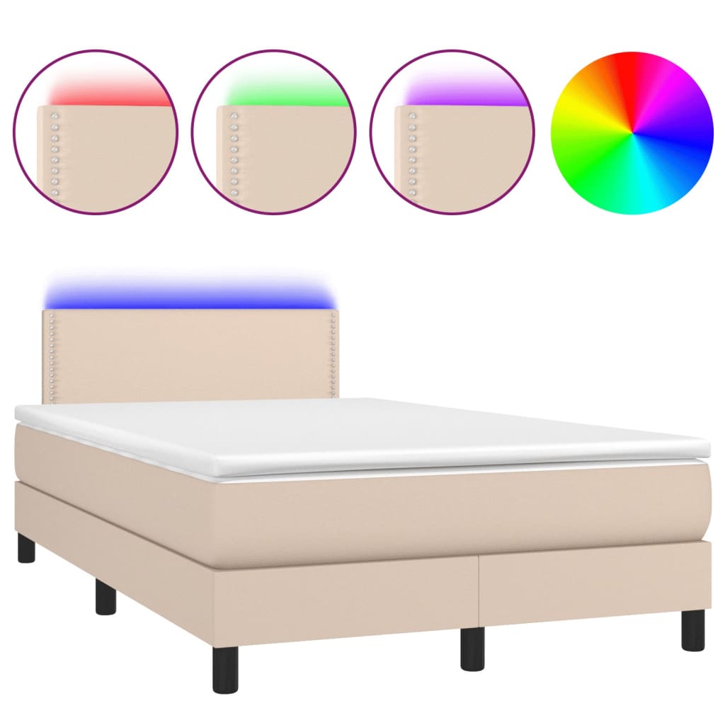 Sommier à lattes de lit avec matelas LED Cappuccino 120x200 cm