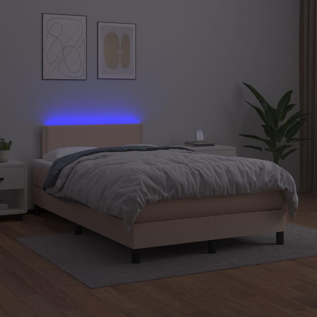 Sommier à lattes de lit avec matelas LED Cappuccino 120x200 cm