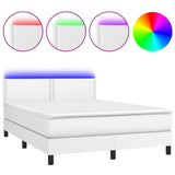 Sommier à lattes de lit avec matelas et LED Blanc 140x190 cm