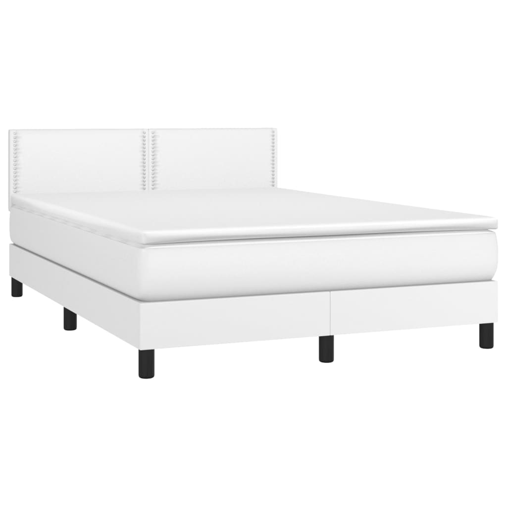 Sommier à lattes de lit avec matelas et LED Blanc 140x190 cm