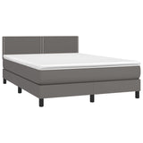 Sommier à lattes de lit avec matelas et LED Gris 140x190 cm