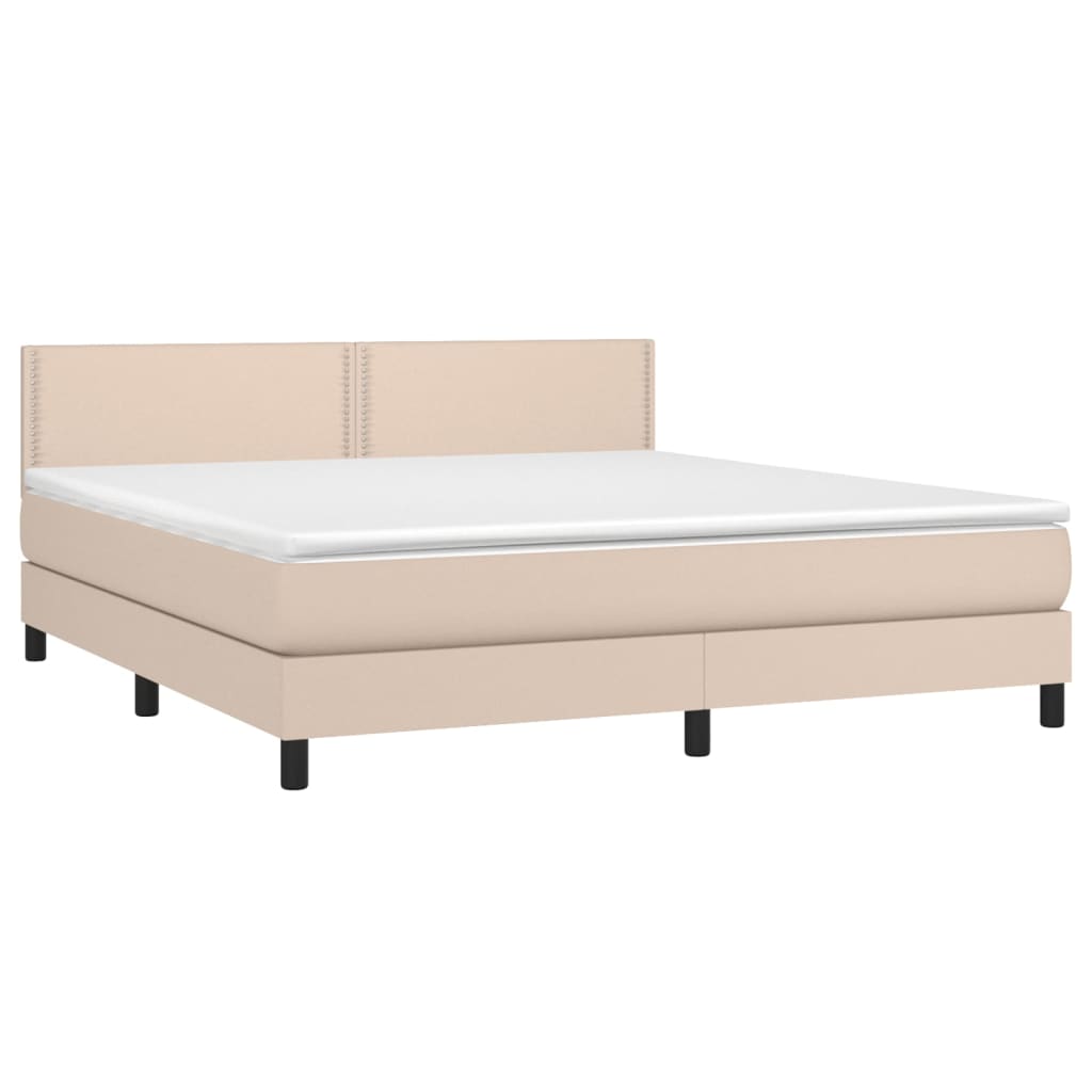 Sommier à lattes de lit avec matelas LED Cappuccino 160x200 cm