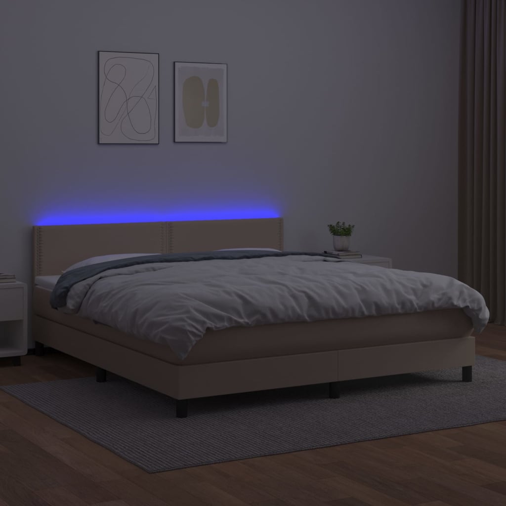 Sommier à lattes de lit avec matelas LED Cappuccino 160x200 cm