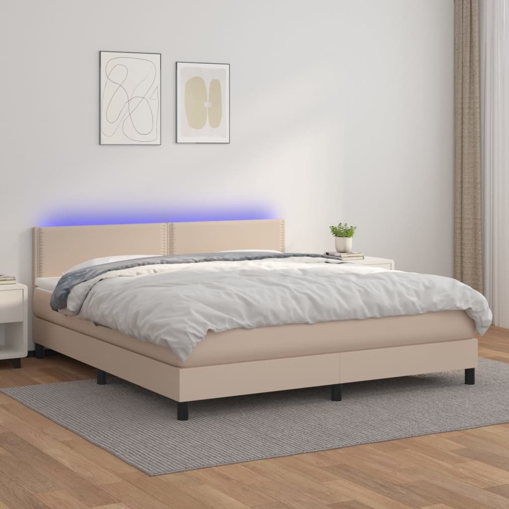 Sommier à lattes de lit avec matelas LED Cappuccino 160x200 cm