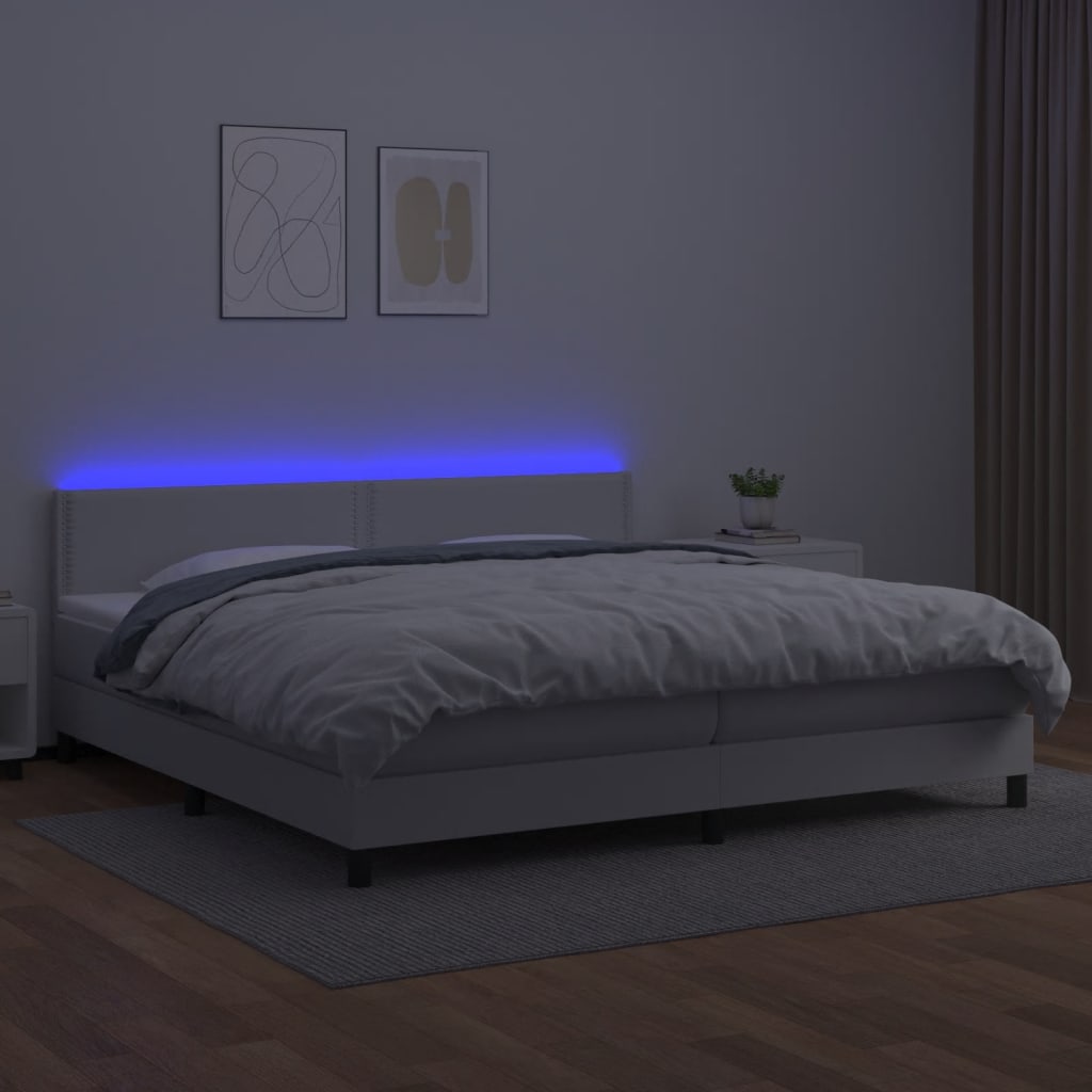 Sommier à lattes de lit avec matelas et LED Blanc 200x200 cm