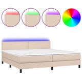 Sommier à lattes de lit avec matelas LED Cappuccino 200x200 cm