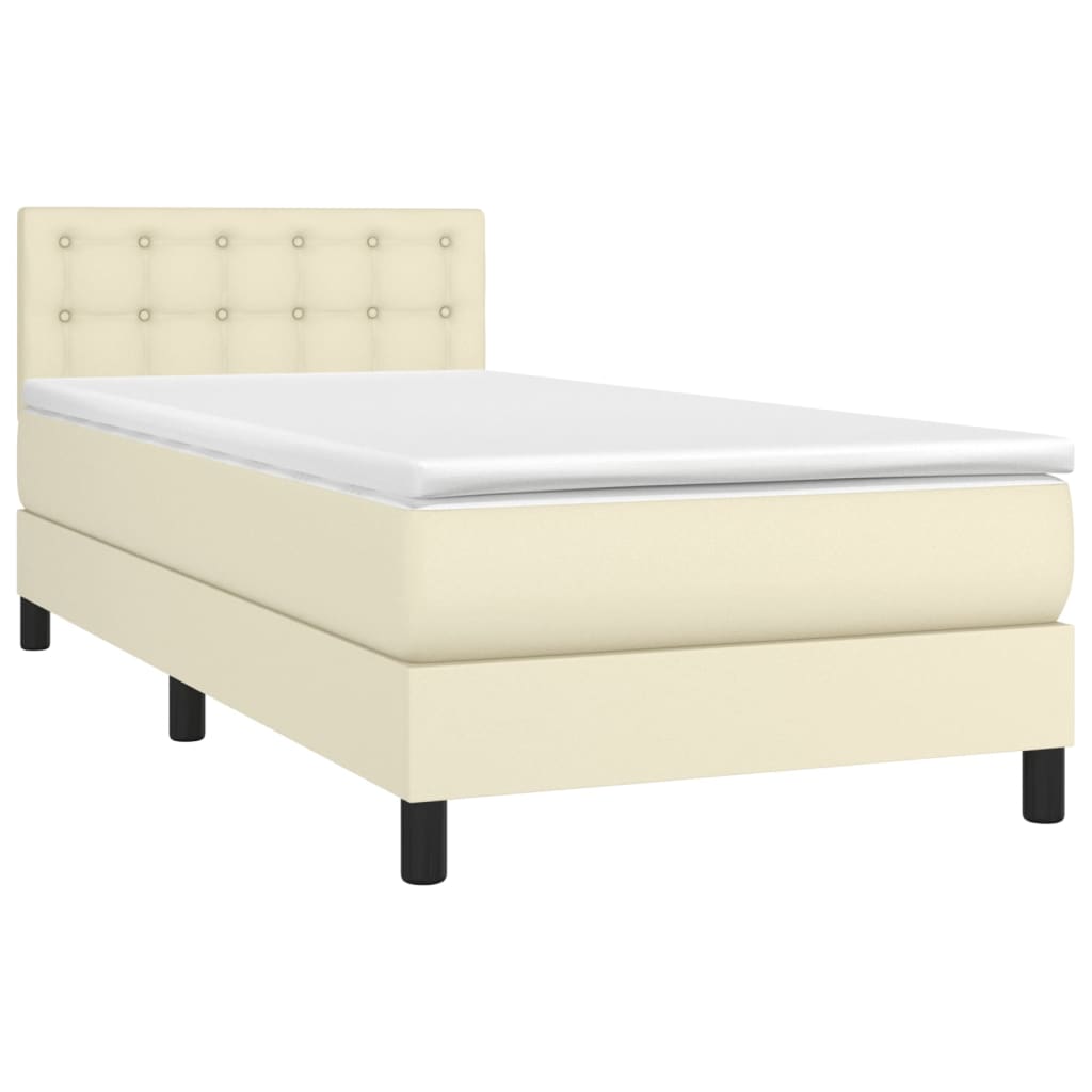 Sommier à lattes de lit avec matelas et LED Crème 90x200cm