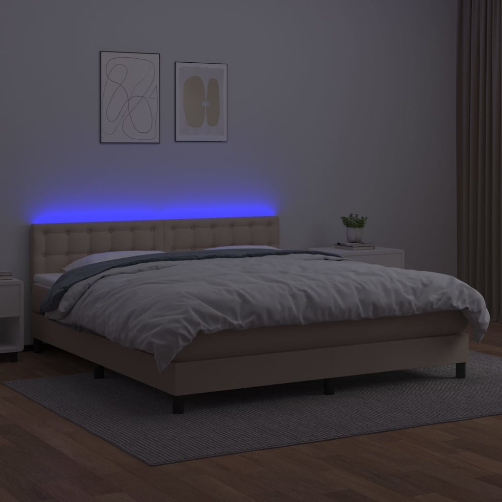 Sommier à lattes de lit avec matelas LED Cappuccino 160x200 cm