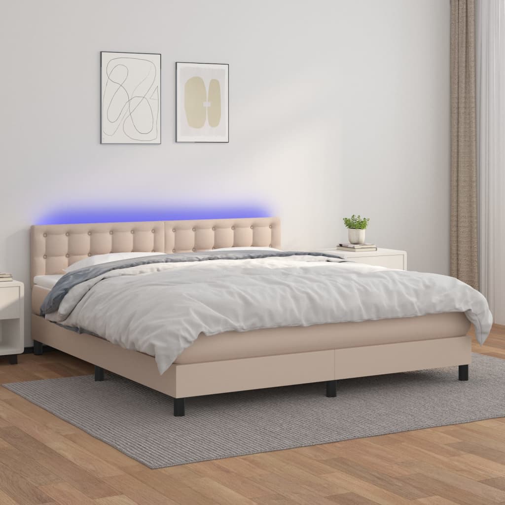 Sommier à lattes de lit avec matelas LED Cappuccino 160x200 cm