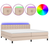 Sommier à lattes de lit avec matelas LED Cappuccino 200x200 cm