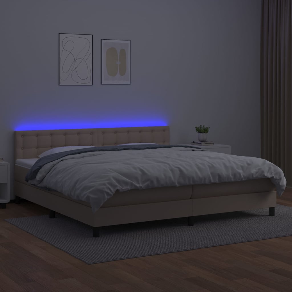 Sommier à lattes de lit avec matelas LED Cappuccino 200x200 cm