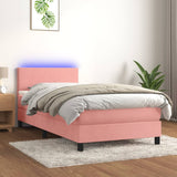 Sommier à lattes de lit avec matelas LED Rose 80x200 cm Velours