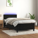 Sommier à lattes de lit avec matelas LED Noir 90x190 cm Velours