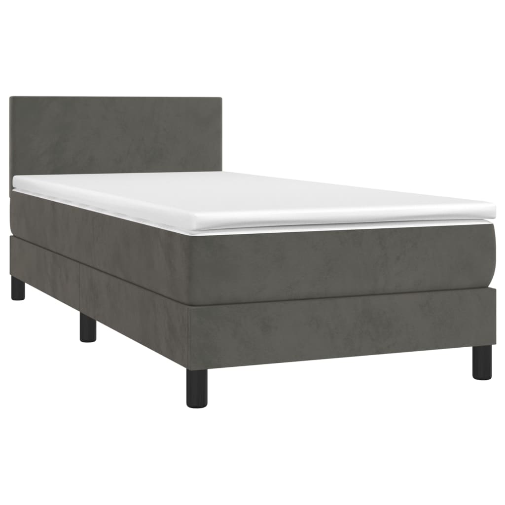 Sommier à lattes de lit avec matelas LED Gris foncé 100x200 cm