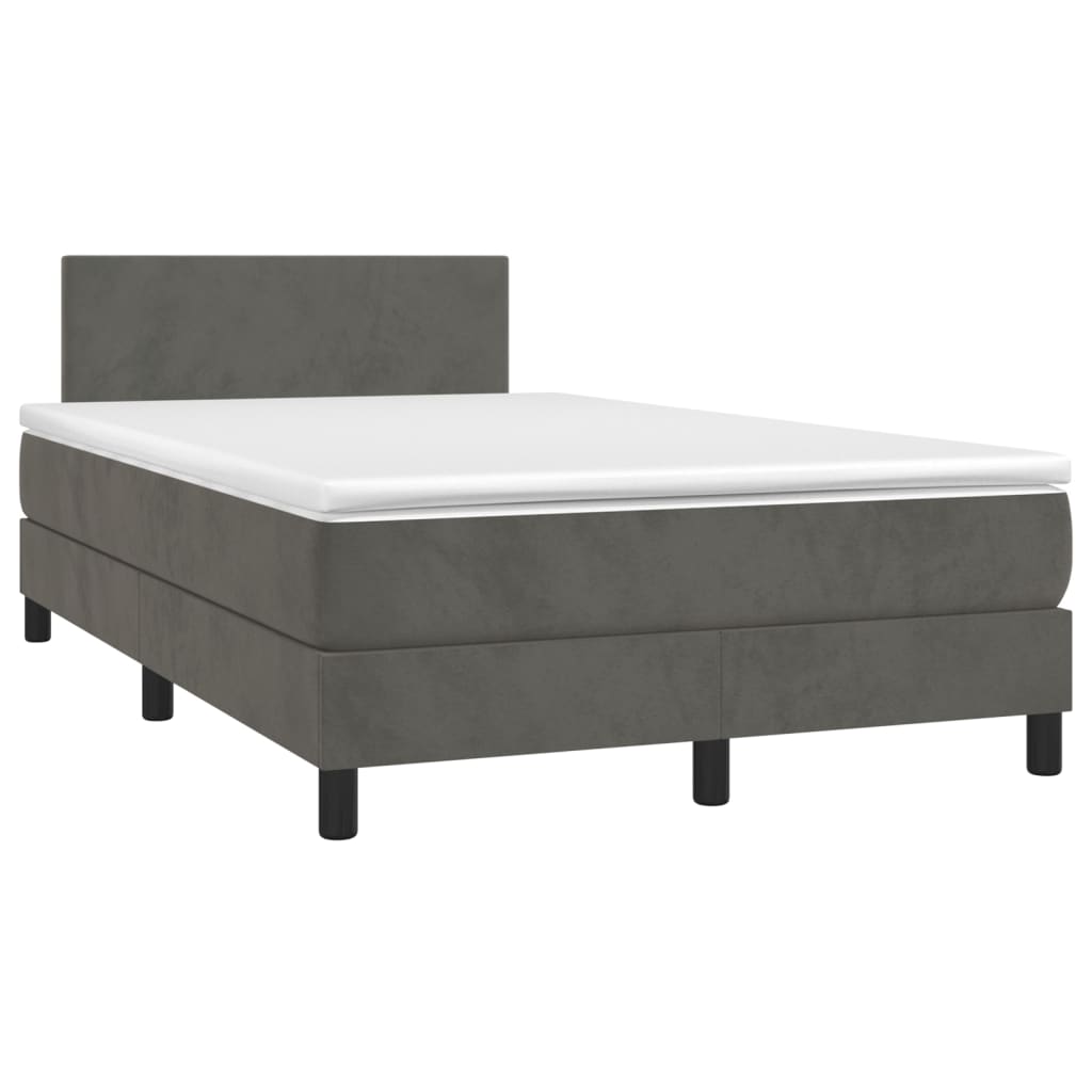 Sommier à lattes de lit avec matelas LED Gris foncé 120x200 cm