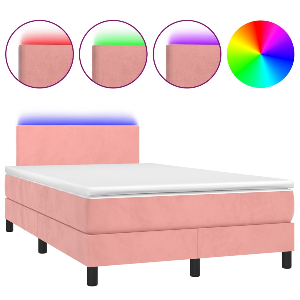 Sommier à lattes de lit avec matelas LED Rose 120x200cm Velours