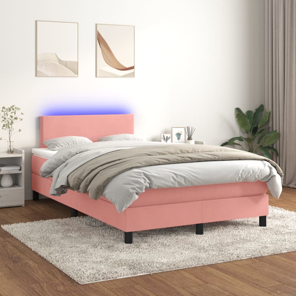 Sommier à lattes de lit avec matelas LED Rose 120x200cm Velours