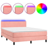 Sommier à lattes de lit avec matelas LED Rose 140x200cm Velours