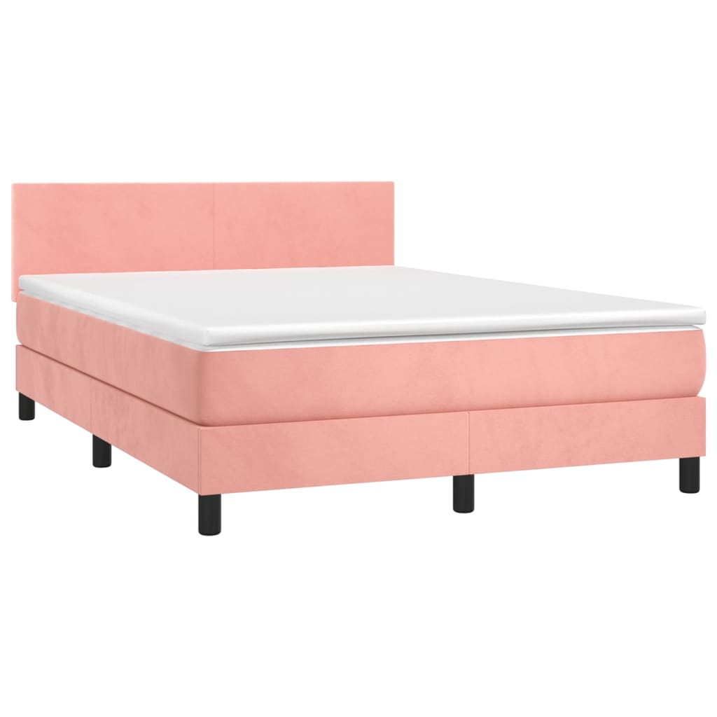 Sommier à lattes de lit avec matelas LED Rose 140x200cm Velours