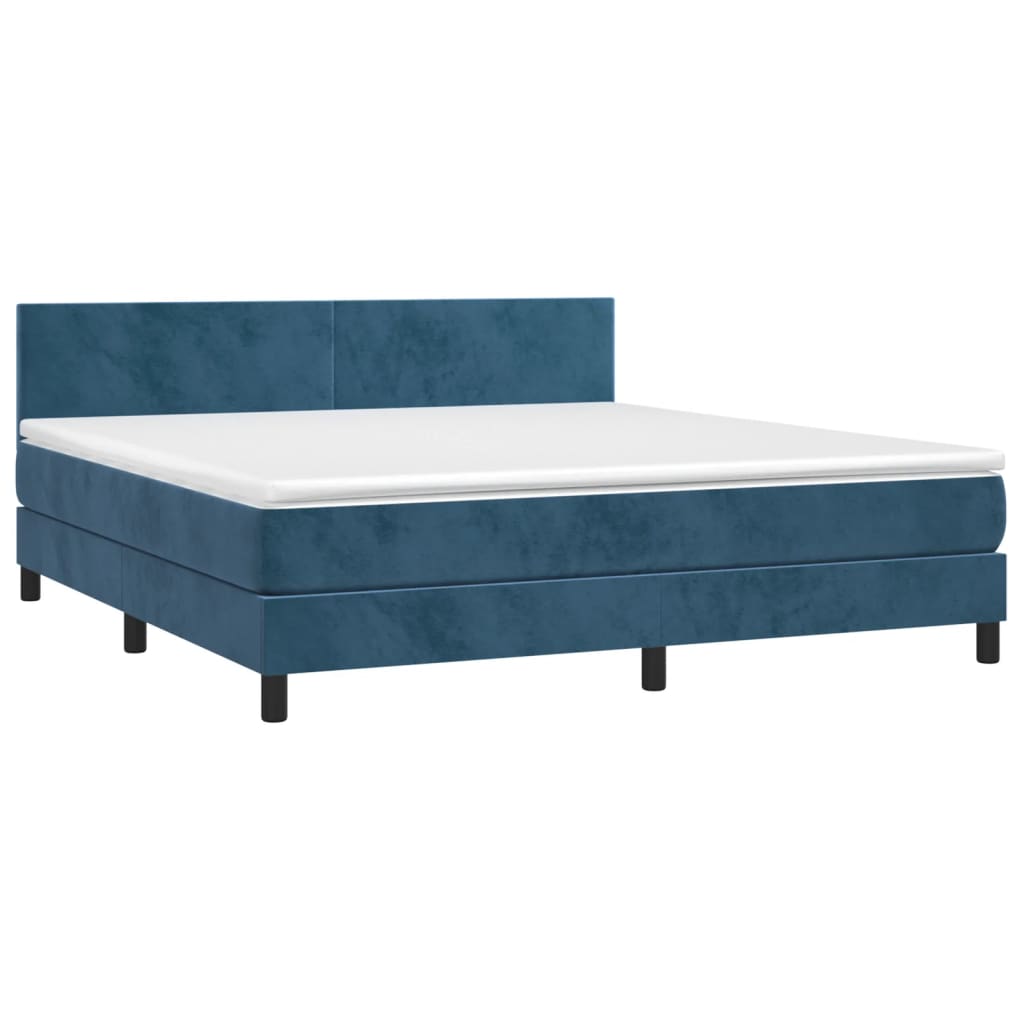 Sommier à lattes de lit avec matelas LED Bleu foncé 160x200 cm