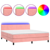 Sommier à lattes de lit avec matelas LED Rose 160x200cm Velours