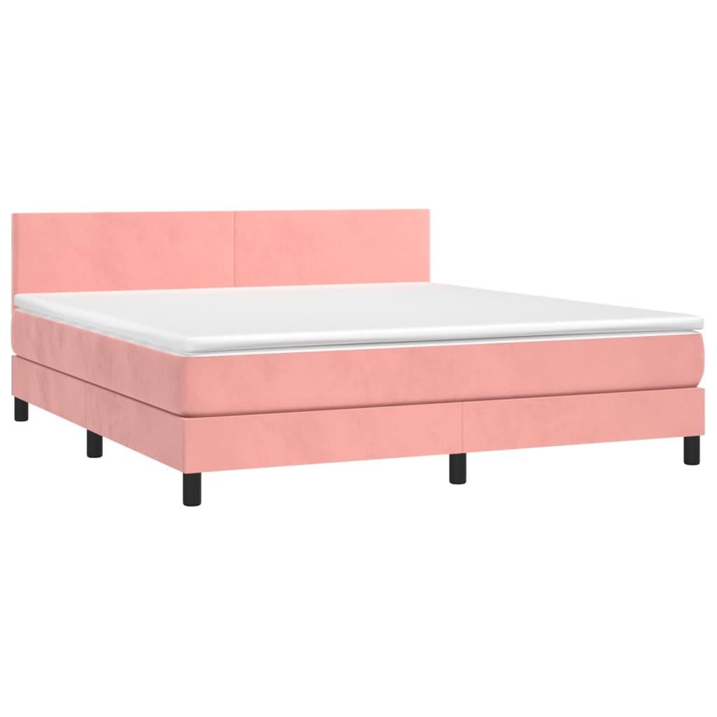 Sommier à lattes de lit avec matelas LED Rose 160x200cm Velours