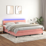 Sommier à lattes de lit avec matelas LED Rose 160x200cm Velours